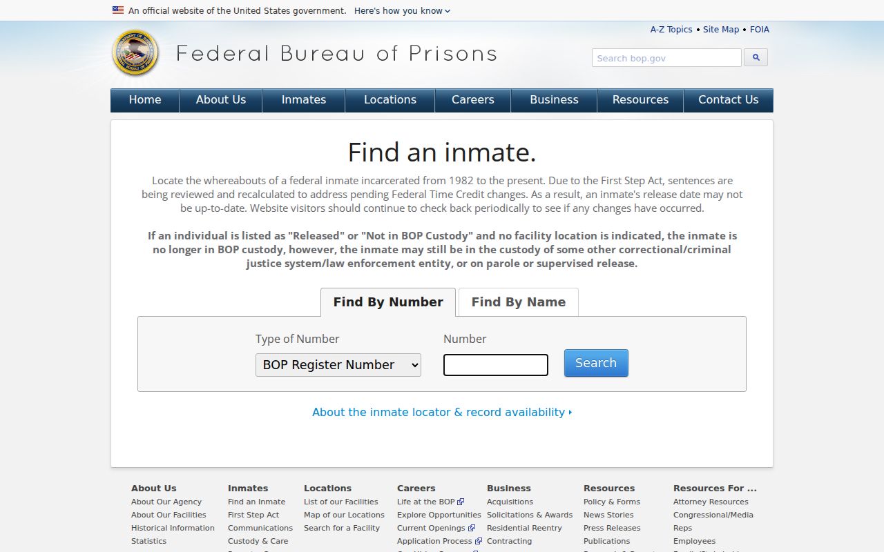 Fillmore County criminal history research using the federal inmate locator