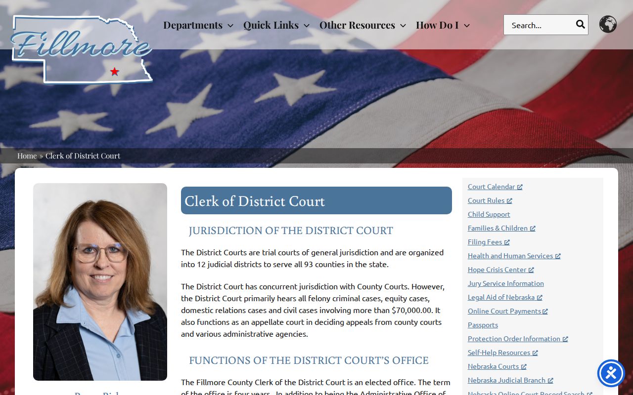Fillmore County court case lookup source for District Court felony records