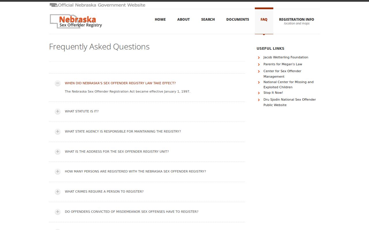 Nebraska registration duration guidance for Fillmore County registry checks